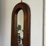 Vintage brutalist solid wood wall mirror