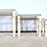 Beige Metal Nesting Tables, attributed to Yves Boutboul – 1970