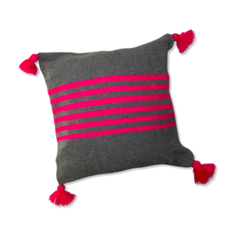 Coussin gris et rose