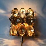 Applique en laiton doré et cristal de Palwa design 1960