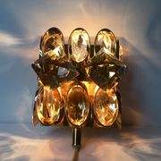 Applique en laiton doré et cristal de Palwa design 1960
