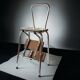 Vintage stepladder in Formica, wood and chromed metal