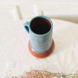 Vintage vase with handle Scandinavian ceramic Nittsjo Sweden