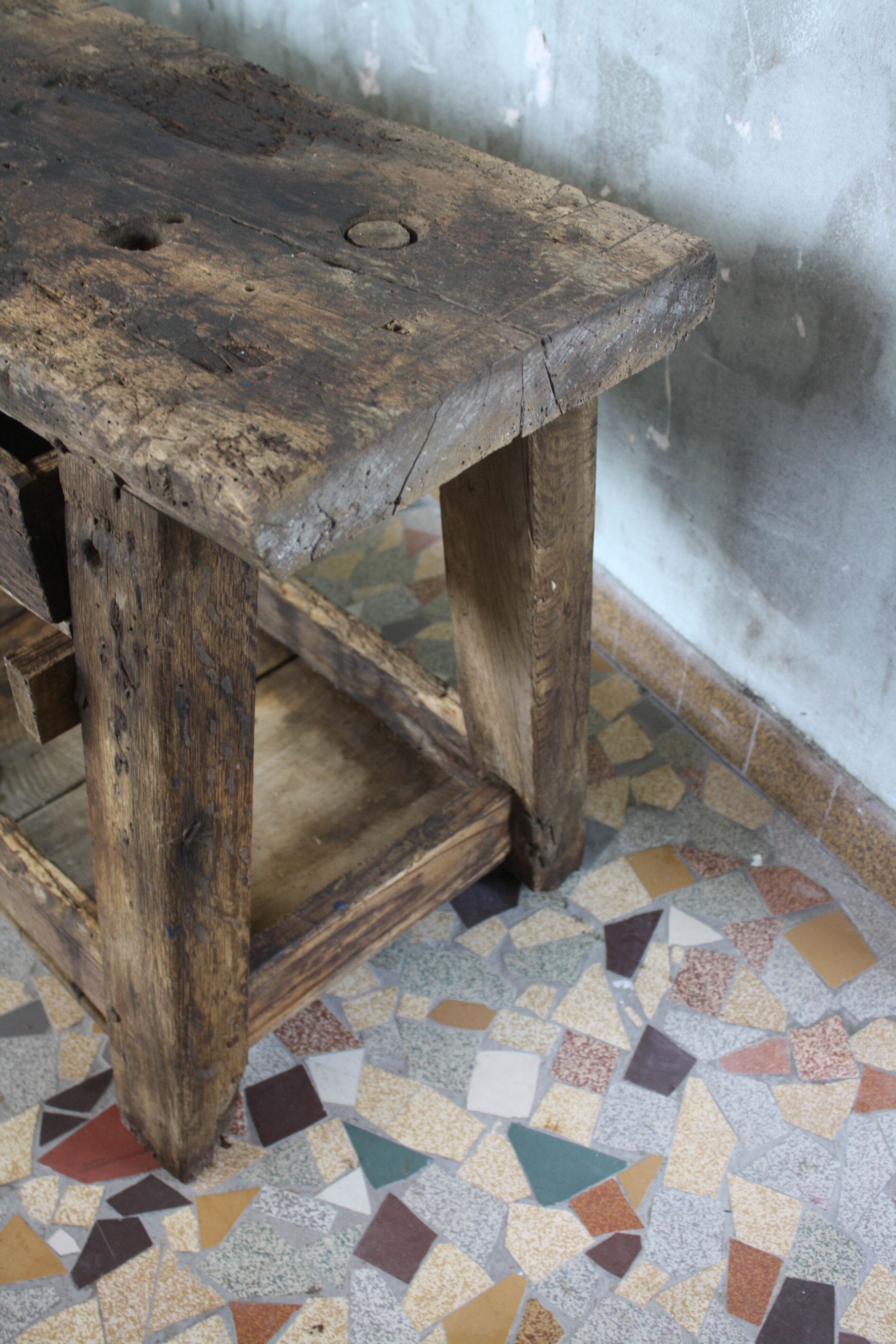 Ancient wooden workbench