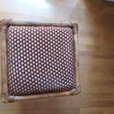 Rattan and velvet stool