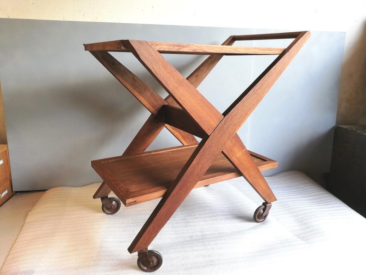 Solid oak serving table 1950s