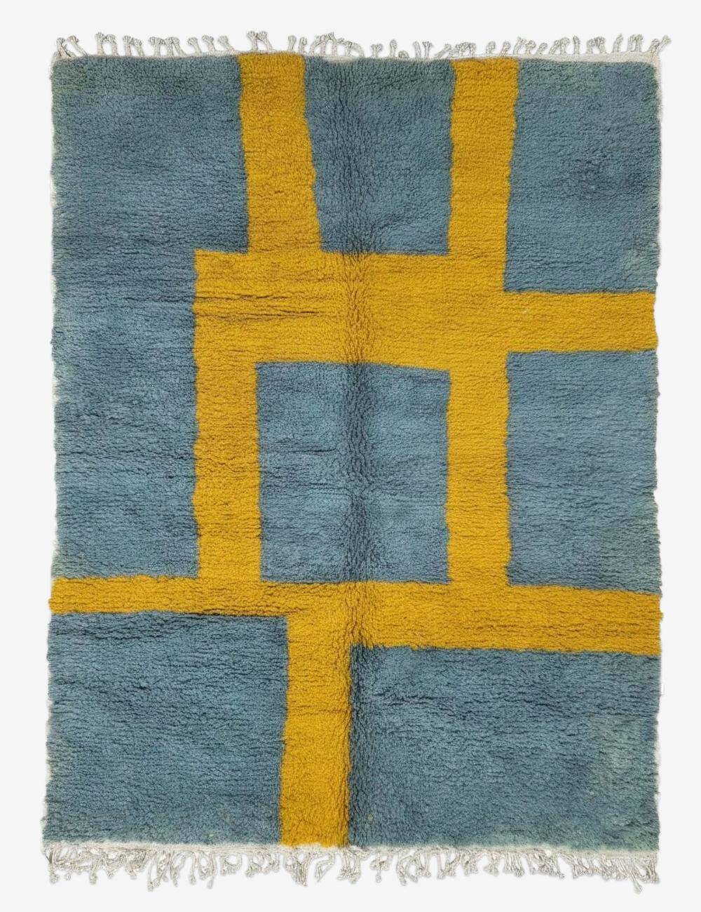 Tapis bleu et jaune Moderne - 247 x 197 cm