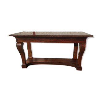 Grande console a crosse en acajou plateau marbre rouge et blanc du xix è siecle