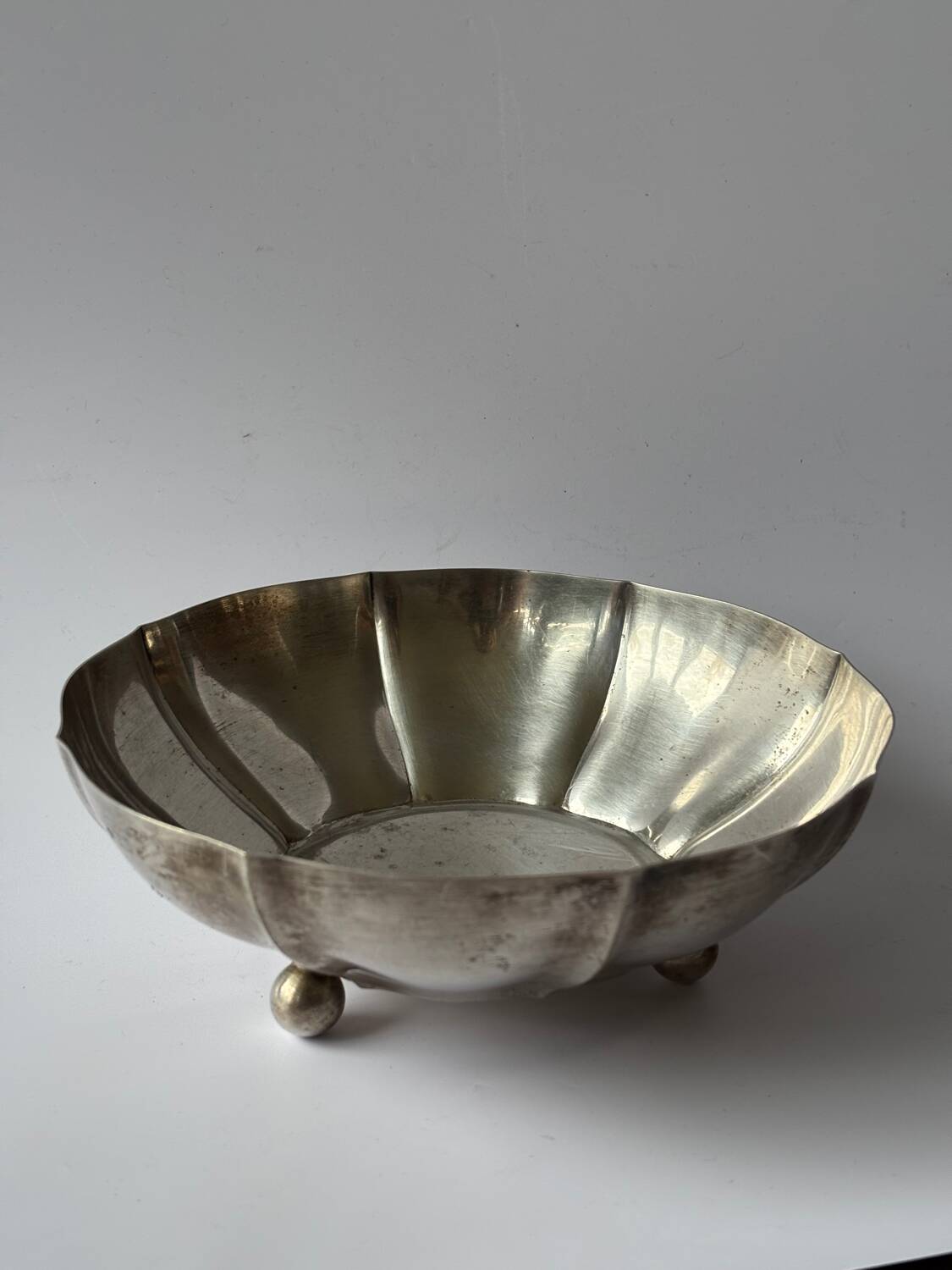 Silver-plated metal bowl