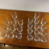 Set of 13 engraved glass shot glasses