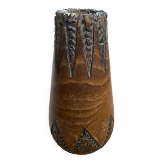 Carved wooden vase