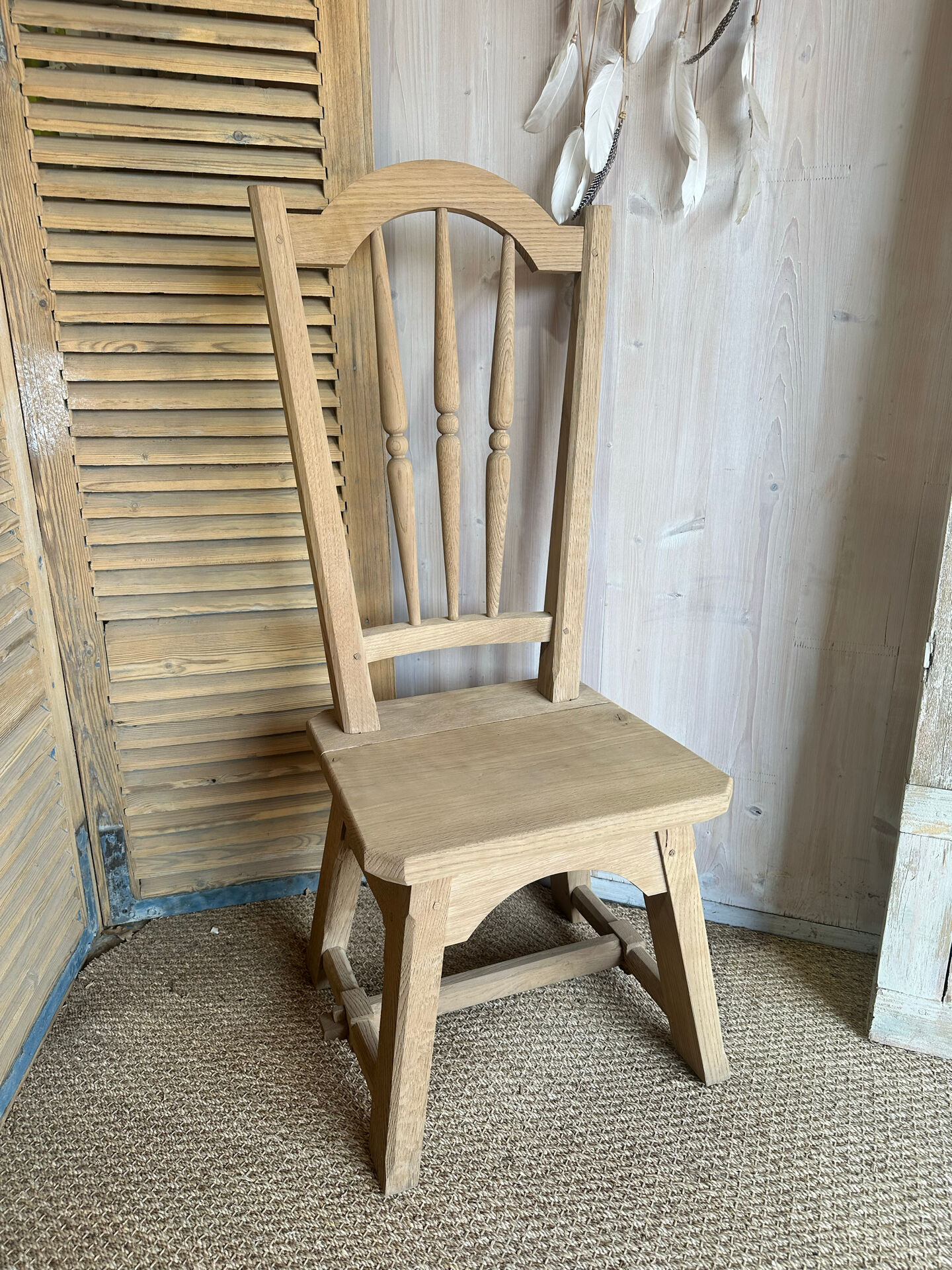 Renovated antique solid oak chair