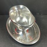 Saucière en métal argenté Christofle modèle Perles XXème