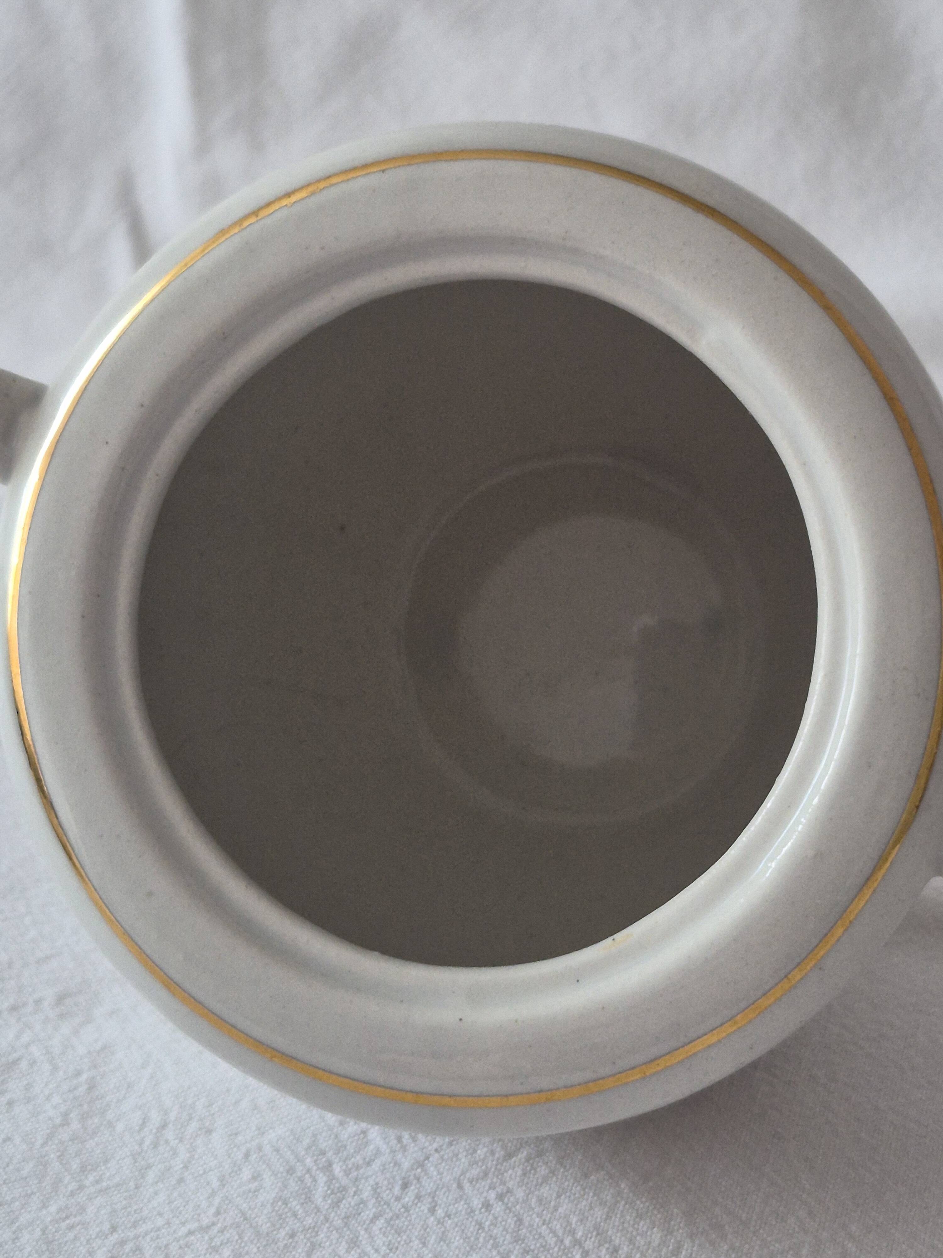 Covered sugar bowl half-porcelain Lunéville Keller and Guerin A587