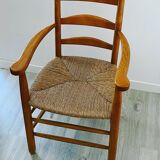 Wood and straw armchair