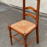 Solid oak chair with rush seat farmhouse style