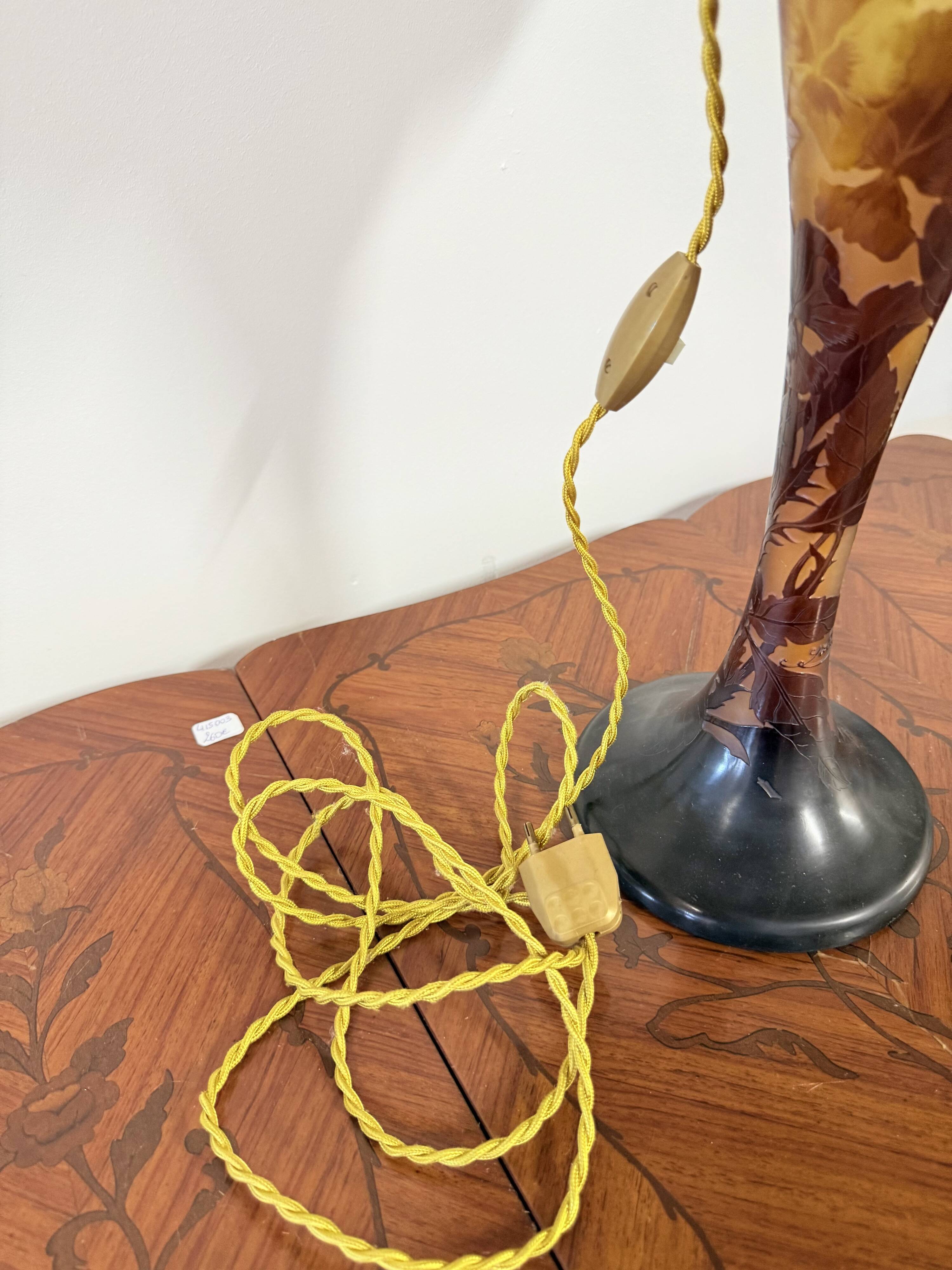 Art Nouveau mushroom lamp – Émile Gallé – Floral pansy decoration