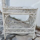 Desserte en rotin vintage
