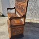 Breton chest bench hunting scene in chene