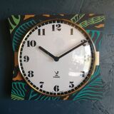 Vintage clock golden silent wall clock "Jaz black green ochre"