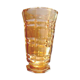 Vase rose en verre taillé
