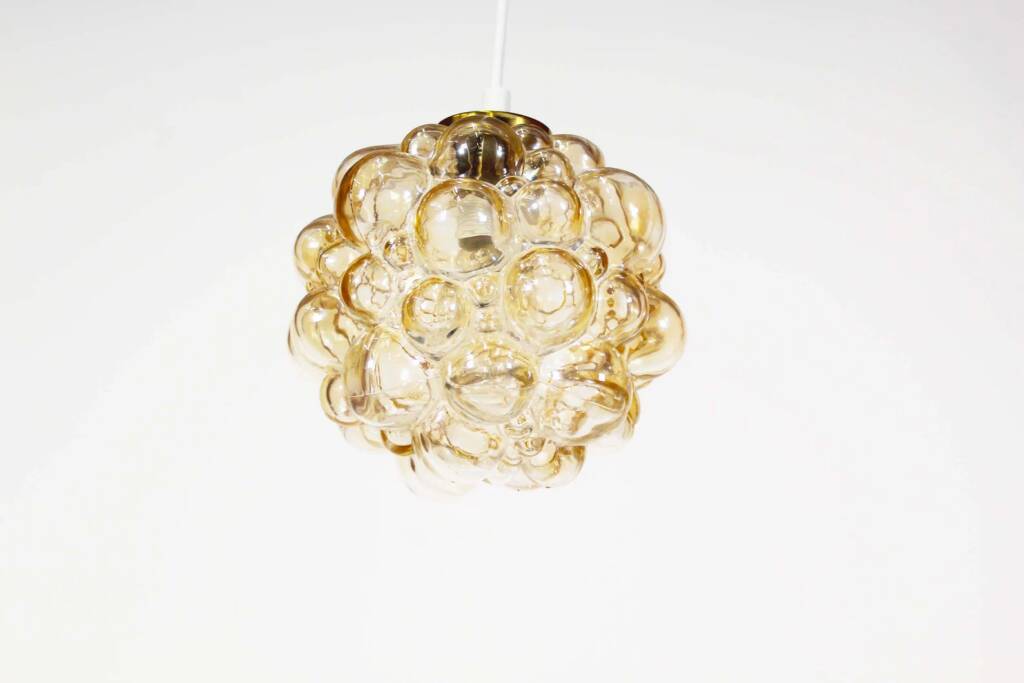 Small amber bubble glass pendant lights by Helena Tynell for Glashutte Limburg