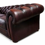 Brown tufted English Chesterfield leather sofa