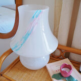Lampe champignon Murano bleu et rose