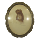 Old wall frame in carved wood and gilded stucco, oval