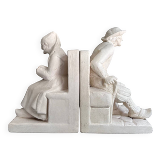 Pair of bookends with Breton characters