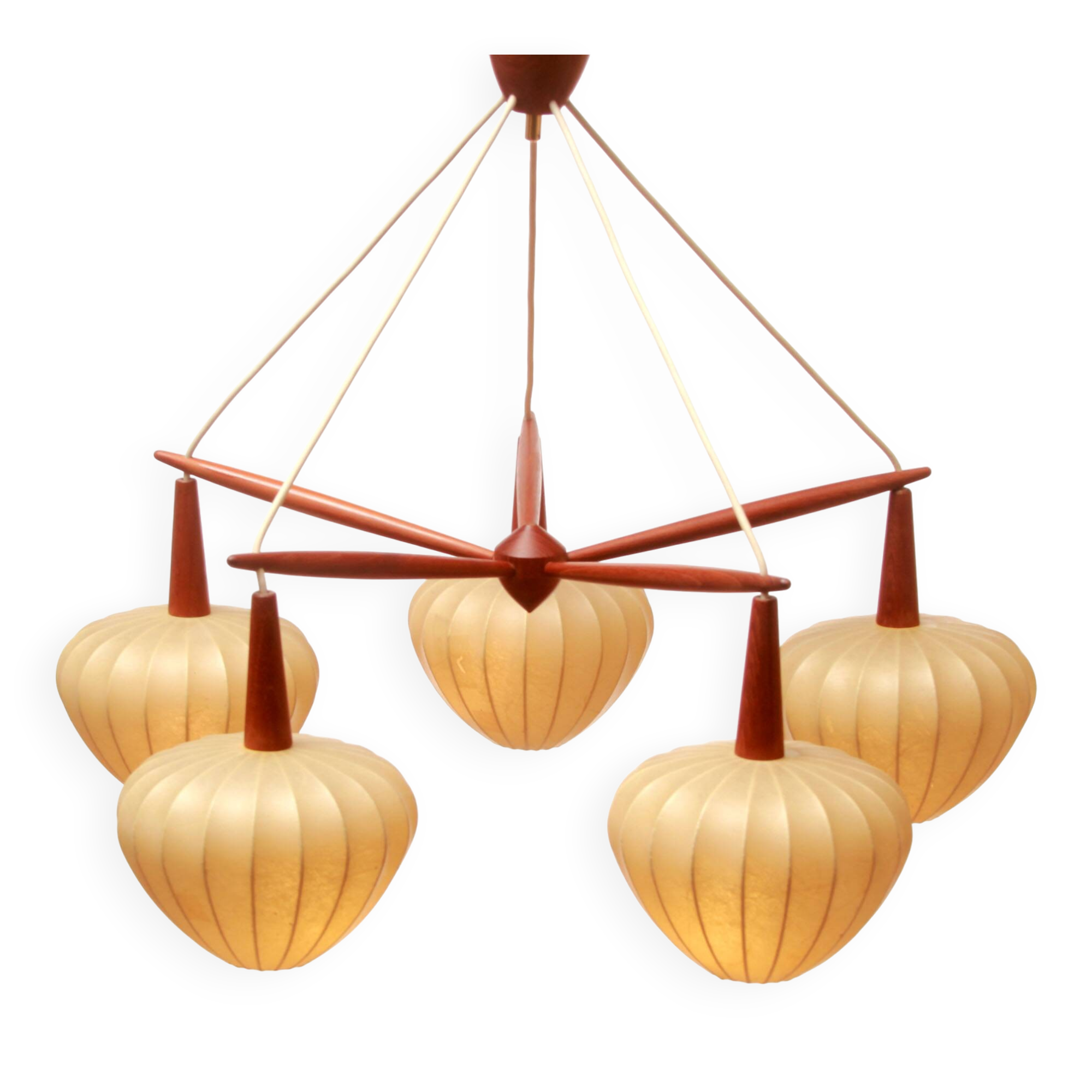 1960s scandinavian ceiling lamp in teak