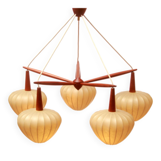 1960s scandinavian ceiling lamp in teak
