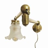 Vintage Brass and Molded Frosted Glass Articulated Wall Sconce - Style A