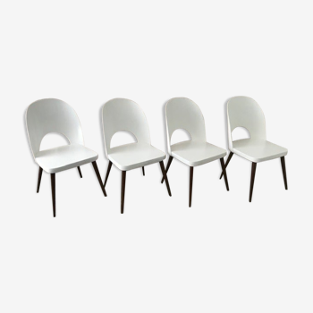 White Set of Four Mid-Century Modern Beech Chairs by Oswald Haerdtl