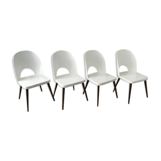 White Set of Four Mid-Century Modern Beech Chairs by Oswald Haerdtl