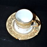Limoges litre cup porcelain yellow and gold signed Porcelaine d’Art PP