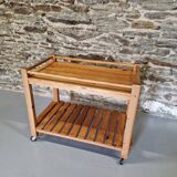 Old vintage pine serving trolley