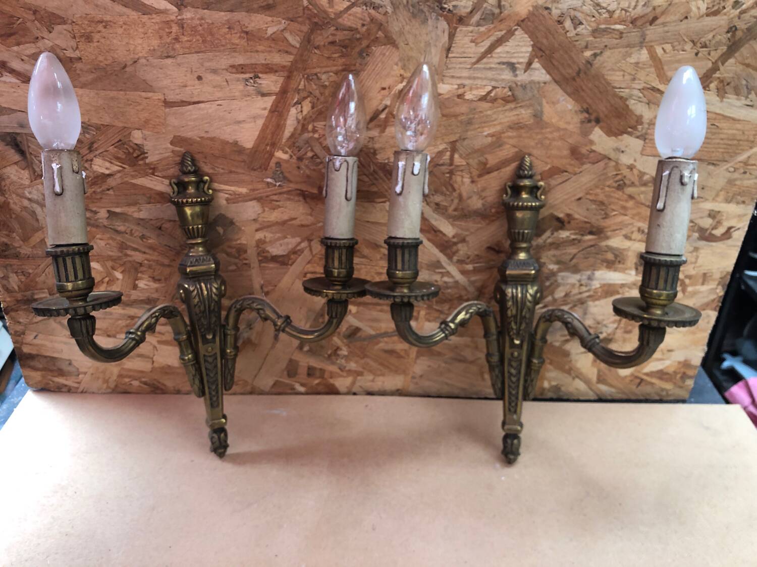 Paire ancienne applique doube style louis xv bronze doré