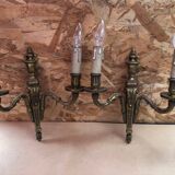 Pair of old doube wall lamp louis xv style gilt bronze