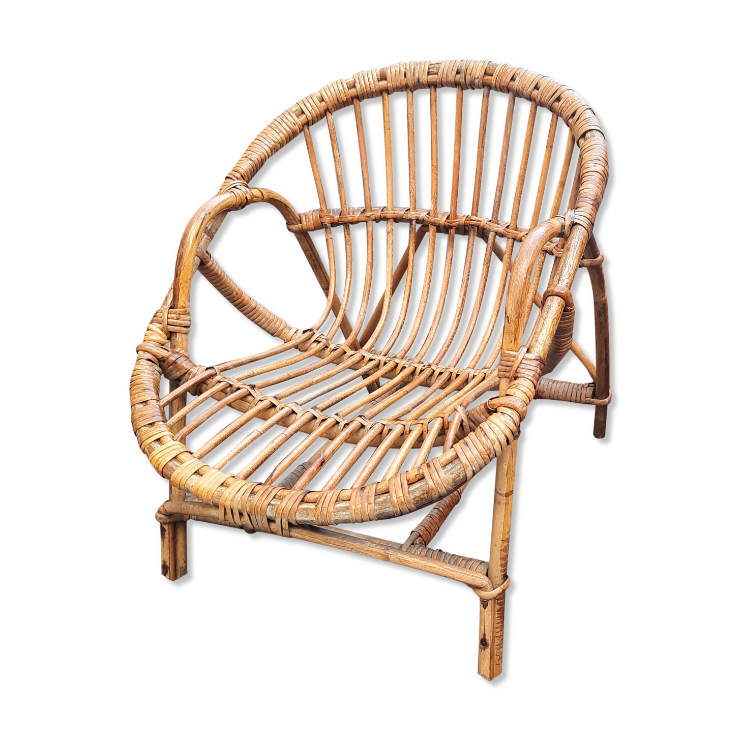 Fauteuil corbeille enfant en rotin