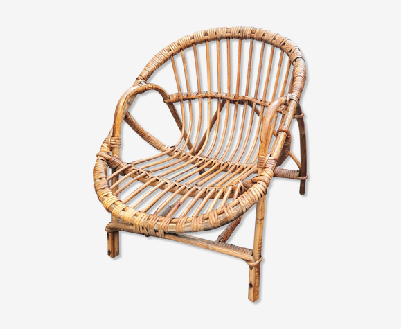 Fauteuil corbeille enfant en rotin