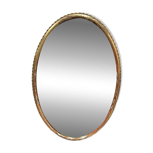 Miroir ovale en bois doré