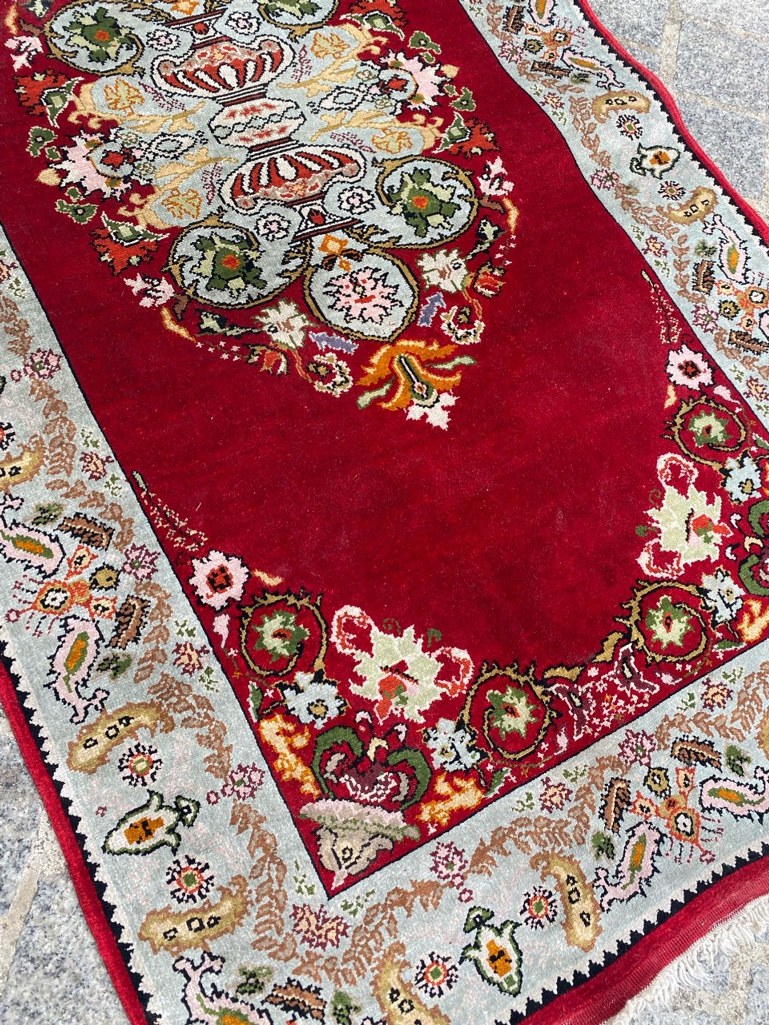 Tapis vintage turc en soie fait main 74x146 cm