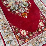 Vintage Turkish silk carpet handmade 74x146 cm
