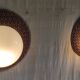 Wooden design wall lights and opaline globe - mid 20th century.