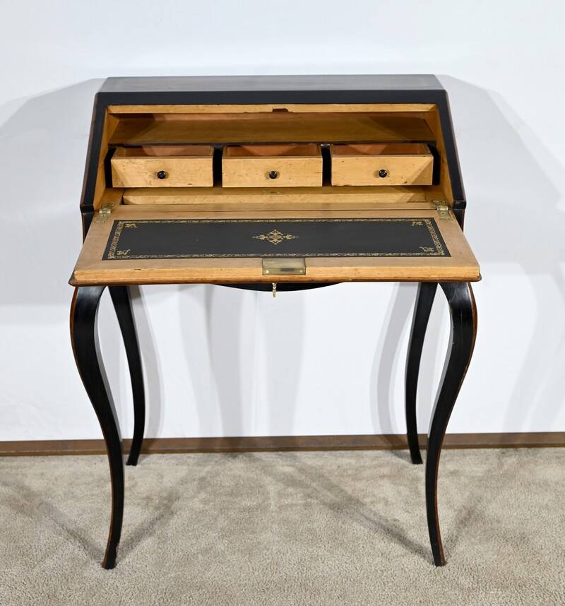 Blackened pearwood and amboyna sloping desk, Napoleon III period, mid-19th century