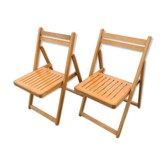 Paire de chaises pliante en bois