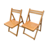 Pair of folding wooden chairs