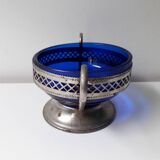 Navy blue bowl with pewter base (A1)