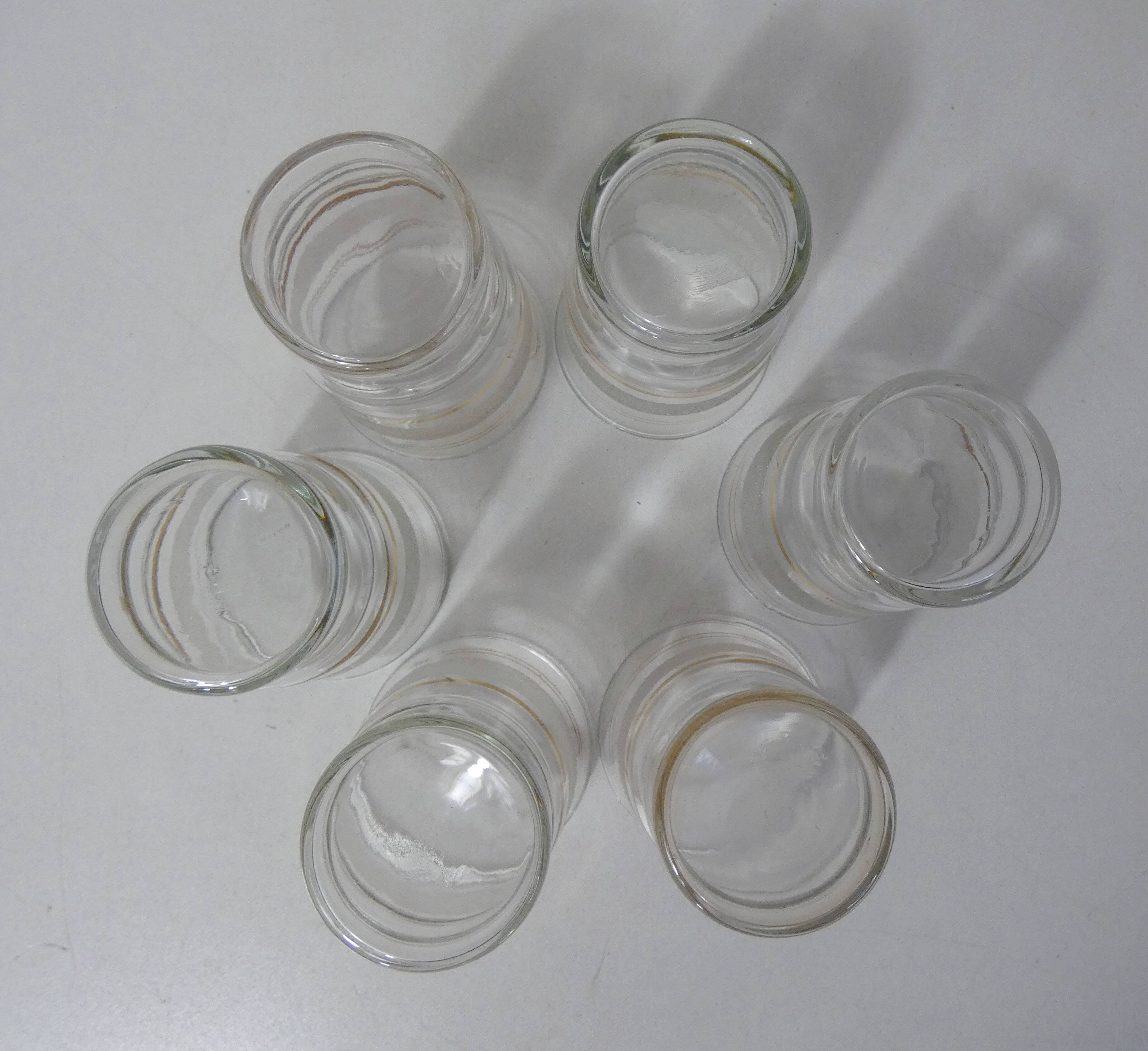 6 white granite blown glasses